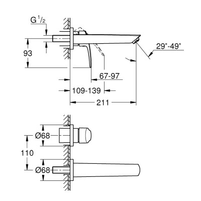 Змішувач для раковини Grohe Eurosmart на два отвори M-Size (293382433) Змішувач для раковини Grohe Eurosmart на два отвори M-Size (293382433)