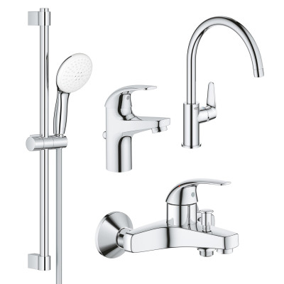 Комплект смесителей Grohe BauCurve 4 в 1 для ванной (UA122218K1) Комплект смесителей Grohe BauCurve 4 в 1 для ванной (UA122218K1)