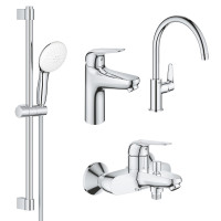 Комплект змішувачів Grohe Euroeco New 4 в 1 для ванної та кухні (UA123242MK)
