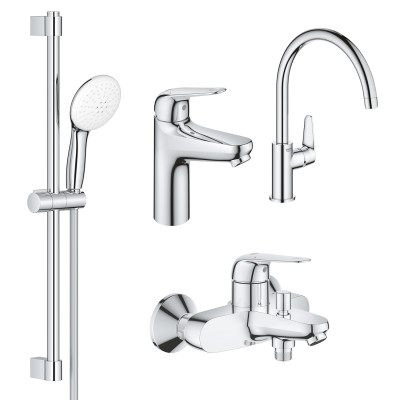 Комплект смесителей Grohe Euroeco New 4 в 1 для ванной и кухни (UA123242MK) Комплект смесителей Grohe Euroeco New 4 в 1 для ванной и кухни (UA123242MK)