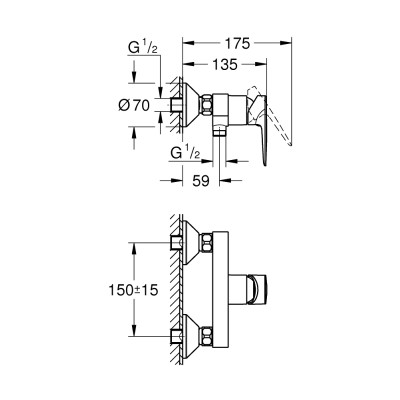 Смеситель однорычажный Grohe BauEdge New для душа (23636001) Смеситель однорычажный Grohe BauEdge New для душа (23636001)