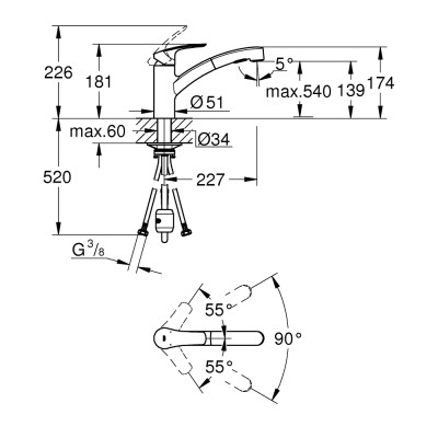 Змішувач одноважільний Grohe Eurosmart для мийки (303052431)