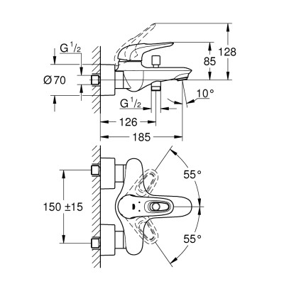 Смеситель однорычажный Grohe Eurostyle для ванны (33591LS3) Смеситель однорычажный Grohe Eurostyle для ванны (33591LS3)