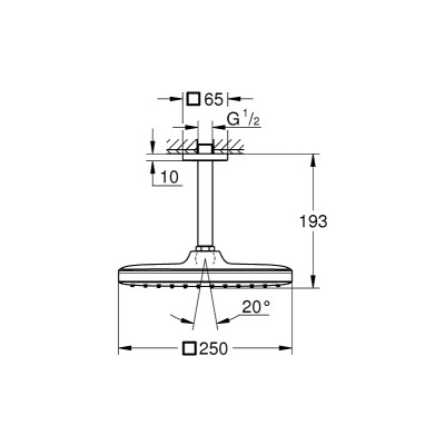 Верхний душ Grohe Tempesta 250 Cube с кронштейном к потолку с WaterSaving (26688000) Верхний душ Grohe Tempesta 250 Cube с кронштейном к потолку с WaterSaving (26688000)