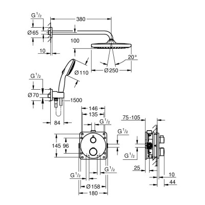 Душевая система Grohe Grohtherm скрытого монтажа с Tempesta 250 (34872000) Душевая система Grohe Grohtherm скрытого монтажа с Tempesta 250 (34872000)