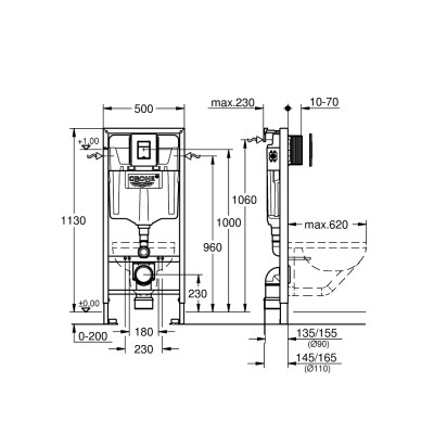 Комплект для унитаза 3-в-1 Grohe Solido, 1.13 м высота установки (кнопка Even Black) (38811KF0) Комплект для унитаза 3-в-1 Grohe Solido, 1.13 м высота установки (кнопка Even Black) (38811KF0)