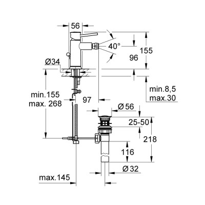 Смеситель однорычажный Grohe BauClassic для биде (32864000) Смеситель однорычажный Grohe BauClassic для биде (32864000)