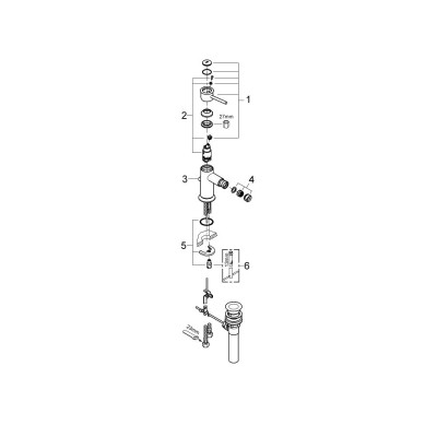 Смеситель однорычажный Grohe BauClassic для биде (32864000) Смеситель однорычажный Grohe BauClassic для биде (32864000)