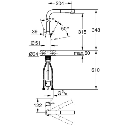 Смеситель однорычажный Grohe Essence для мойки (30504KF0) Смеситель однорычажный Grohe Essence для мойки (30504KF0)
