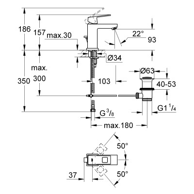 Смеситель однорычажный Grohe Eurocube для раковины S-Size (2312700E) Смеситель однорычажный Grohe Eurocube для раковины S-Size (2312700E)