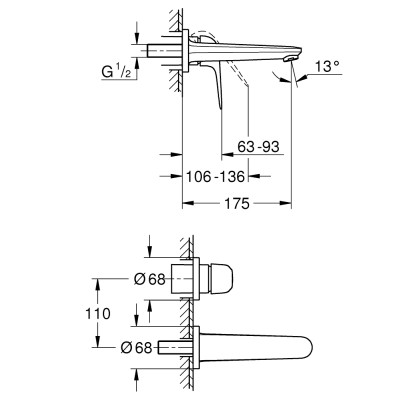 Змішувач для раковини Grohe Euroeco на 2 отвори (24274001)