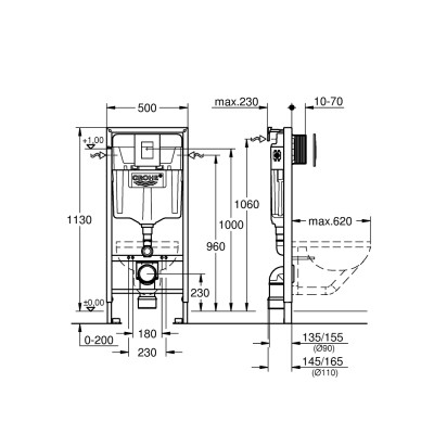 Комплект 3-в-1 Grohe Rapid SL для подвесного унитаза (кнопка Skate Cosmopolitan черный глянец) (39940000) Комплект 3-в-1 Grohe Rapid SL для подвесного унитаза (кнопка Skate Cosmopolitan черный глянец) (39940000)
