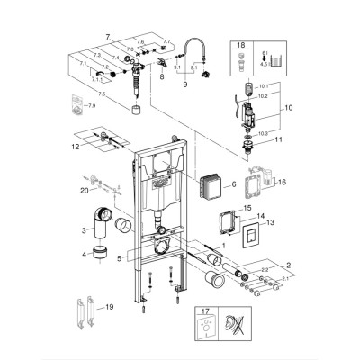 Комплект 3-в-1 Grohe Rapid SL для подвесного унитаза (кнопка Skate Cosmopolitan черный глянец) (39940000) Комплект 3-в-1 Grohe Rapid SL для подвесного унитаза (кнопка Skate Cosmopolitan черный глянец) (39940000)