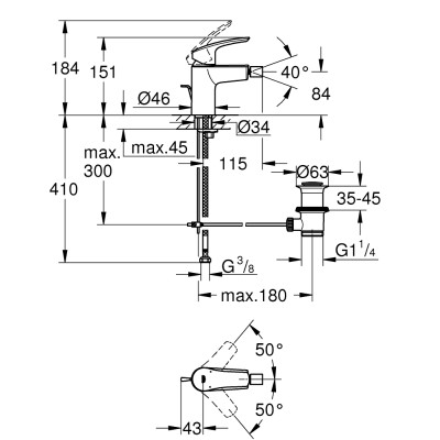 Смеситель однорычажный Grohe Eurosmart для биде S-Size (329292433) Смеситель однорычажный Grohe Eurosmart для биде S-Size (329292433)