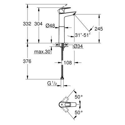 Змішувач одноважільний Grohe BauLoop для раковини XL-Size (32856001)