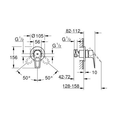 Змішувач одноважільний Grohe BauLoop New Для Душу (29042001) Змішувач одноважільний Grohe BauLoop New Для Душу (29042001)