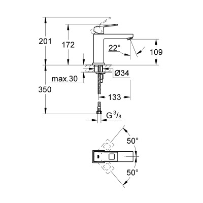 Змішувач одноважільний Grohe Eurocube для раковини M-Size (23446000) Змішувач одноважільний Grohe Eurocube для раковини M-Size (23446000)