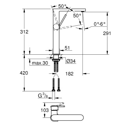 Смеситель однорычажный Grohe Plus для раковины, XL-Size (32618003) Смеситель однорычажный Grohe Plus для раковины, XL-Size (32618003)