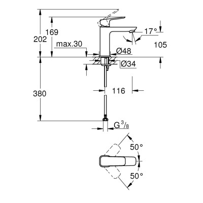 Смеситель однорычажный Grohe Cubeo для раковины M-размера (1017552430)