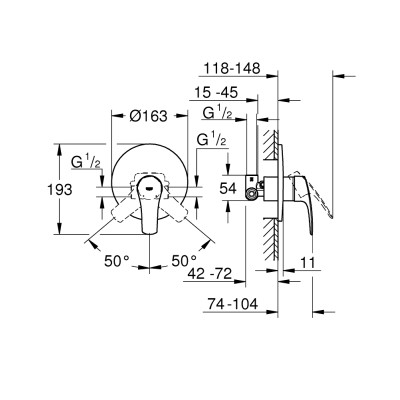 Смеситель однорычажный Grohe Eurosmart New для душа (33556003) Смеситель однорычажный Grohe Eurosmart New для душа (33556003)