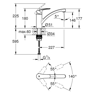 Змішувач одноважільний Grohe Eurosmart для мийки (33281003) Змішувач одноважільний Grohe Eurosmart для мийки (33281003)
