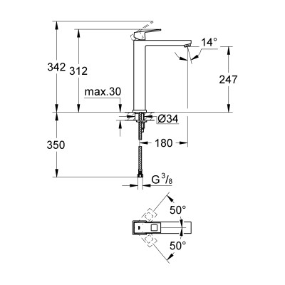 Змішувач одноважільний Grohe Eurocube для раковини XL-Size (23406000) Змішувач одноважільний Grohe Eurocube для раковини XL-Size (23406000)
