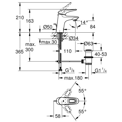 Смеситель однорычажный Grohe Eurostyle для раковины S-Size (33558LS3) Смеситель однорычажный Grohe Eurostyle для раковины S-Size (33558LS3)