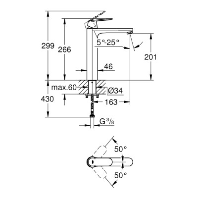Змішувач одноважільний Grohe Eurosmart Cosmopolitan для раковини XL-Size (23921000) Змішувач одноважільний Grohe Eurosmart Cosmopolitan для раковини XL-Size (23921000)