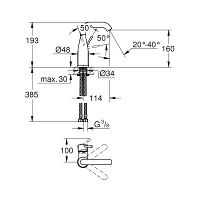 Смеситель однорычажный Grohe Essence для раковины M-Size (24176KF1) Смеситель однорычажный Grohe Essence для раковины M-Size (24176KF1)