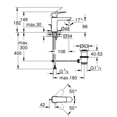 Змішувач одноважільний Grohe Cubeo для раковини s-розміру (1016940000) Змішувач одноважільний Grohe Cubeo для раковини s-розміру (1016940000)