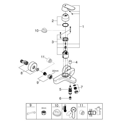 Смеситель однорычажный Grohe Eurosmart Cosmopolitan для ванны (32831000)