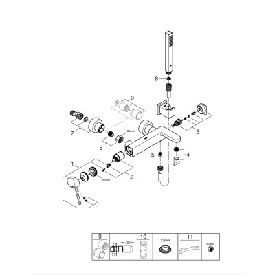Змішувач одноважільний Grohe Plus Для ванни з душовим гарнітуром (33547003)