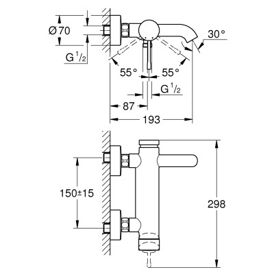 Смеситель однорычажный Grohe Essence для ванны (25250KF1) Смеситель однорычажный Grohe Essence для ванны (25250KF1)