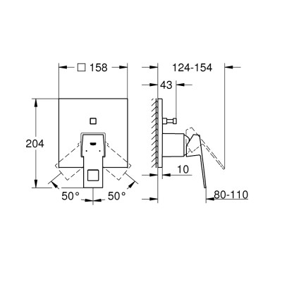 Смеситель однорычажный Grohe Eurocube на 2 выхода (24062000) Смеситель однорычажный Grohe Eurocube на 2 выхода (24062000)