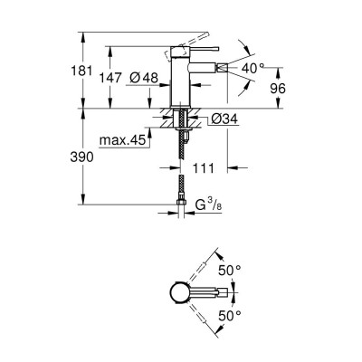 Смеситель Grohe Essence New для биде S-Size (24395KF1) Смеситель Grohe Essence New для биде S-Size (24395KF1)
