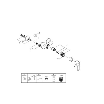 Смеситель однорычажный Grohe BauLoop New для душа (23634001) Смеситель однорычажный Grohe BauLoop New для душа (23634001)