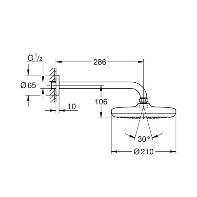 Верхний душ Grohe Tempesta 210 286 мм, 1 режим струи (1022182430) Верхний душ Grohe Tempesta 210 286 мм, 1 режим струи (1022182430)