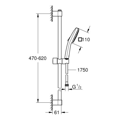 Душевой гарнитур Grohe Tempesta Cube 110, 2 режима струи (267482433) Душевой гарнитур Grohe Tempesta Cube 110, 2 режима струи (267482433)