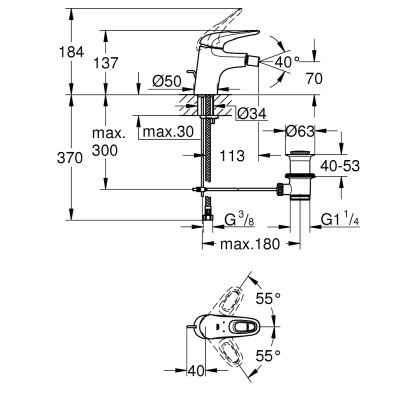 Смеситель однорычажный Grohe Eurostyle для биде S-Size (33565003) Смеситель однорычажный Grohe Eurostyle для биде S-Size (33565003)