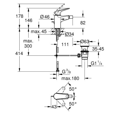 Смеситель однорычажный Grohe Euroeco для биде (23263001)