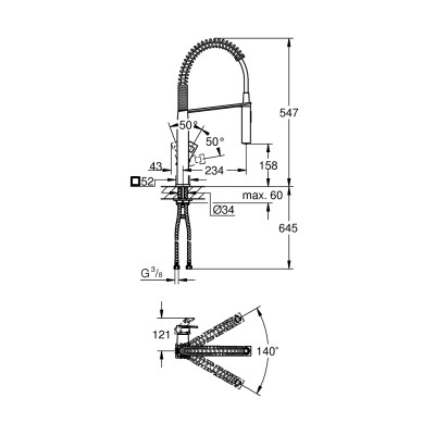 Змішувач одноважільний Grohe Eurocube для мийки (31395DC0)