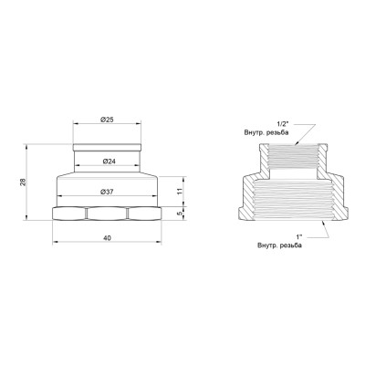 Фитинг резьбовой латунный муфта ВН 1/2"x1" Icma 811214ADAF06 Фитинг резьбовой латунный муфта ВН 1/2"x1" Icma 811214ADAF06
