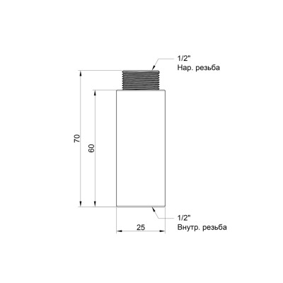 Фитинг резьбовой латунный удлинитель 1/2"x60 мм ВН-НАР 1/2" Icma 81019AD06006 Фитинг резьбовой латунный удлинитель 1/2"x60 мм ВН-НАР 1/2" Icma 81019AD06006