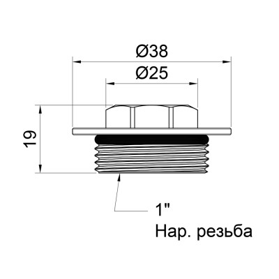 Фитинг резьбовой латунный заглушка НАР 1" Icma 87173AF06 Фитинг резьбовой латунный заглушка НАР 1" Icma 87173AF06