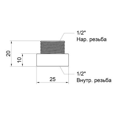 Фитинг резьбовой латунный удлинитель 1/2"x10 мм ВН-НАР 1/2" Icma 81019AD01006 Фитинг резьбовой латунный удлинитель 1/2"x10 мм ВН-НАР 1/2" Icma 81019AD01006