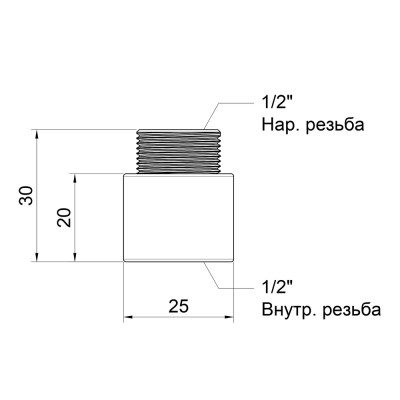 Фитинг резьбовой латунный удлинитель 1/2"x20 мм ВН-НАР 1/2" Icma 81019AD02006 Фитинг резьбовой латунный удлинитель 1/2"x20 мм ВН-НАР 1/2" Icma 81019AD02006