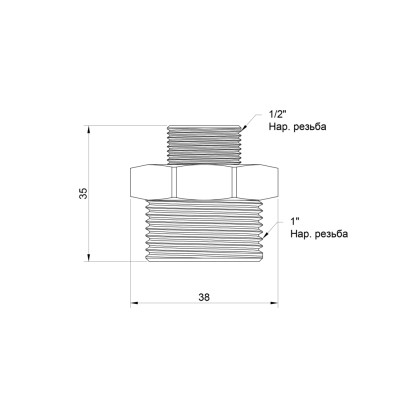 Фитинг резьбовой латунный ниппель НАР 1"x1/2" Icma 811211ADAF06 Фитинг резьбовой латунный ниппель НАР 1"x1/2" Icma 811211ADAF06