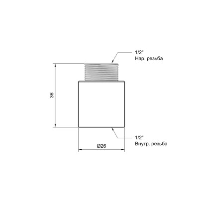 Фитинг резьбовой латунный удлинитель 1/2"x25 мм ВН-НАР 1/2" Icma 81019AD02506 Фитинг резьбовой латунный удлинитель 1/2"x25 мм ВН-НАР 1/2" Icma 81019AD02506