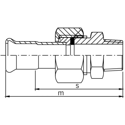 Прес-фітинг з нержавіючої сталі-муфта роз'ємна НАР (1 муфта) AISI 316L 22x3/4" Isotubi F41223/46 Прес-фітинг з нержавіючої сталі-муфта роз'ємна НАР (1 муфта) AISI 316L 22x3/4" Isotubi F41223/46