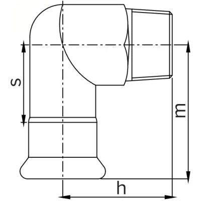 Прес-фітинг з нержавіючої сталі-косинець НАР (1 муфта) 90° AISI 316L 18x1/2" Isotubi F08181/26